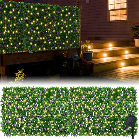 Buy MTFun Expandable Fence with Solar Light String Stretchable Foliage ...