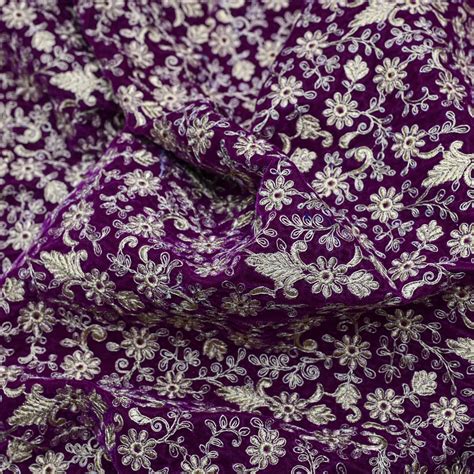 Magenta Colour All Over Golden Jaal Embroidery On Velvet Fabric – Shree ...