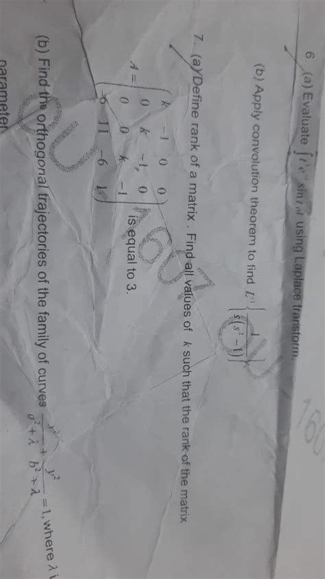 Define rank of a matrix. Find all values of k such that the rank of the ...