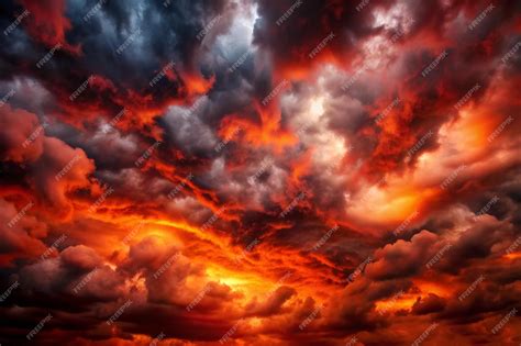 Black blood red fiery sky with clouds Horror background for design ...