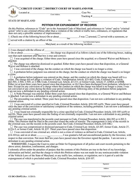 2015-2026 Form MD CC-DC-CR-072 - Blank Fillable Template | Fill Out ...