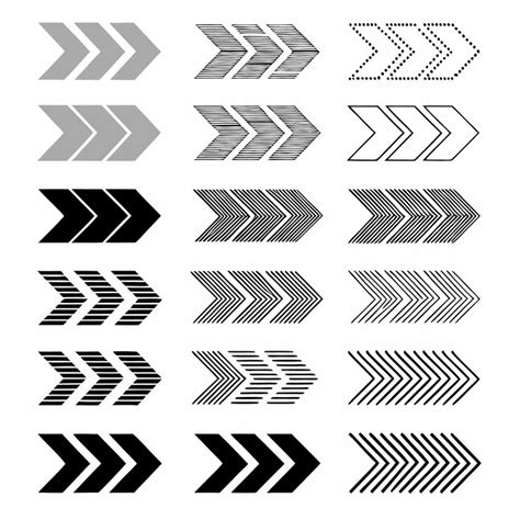 Collection of various arrows pointing right with different styles ...