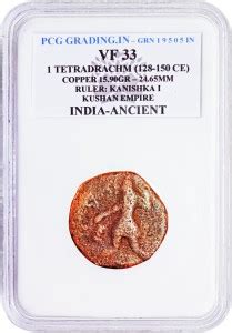 Prideindia 1 Tetradrachm (128 CE) Ruler: Kanishka I India PCG Graded ...