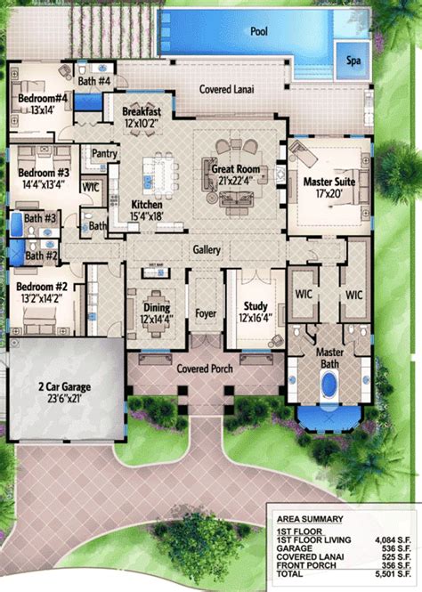 Southwest Hacienda House | House plans one story, Dream house plans, 4 ...