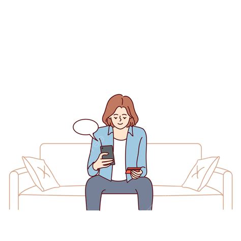 Young Woman Sit On Sofa Buy Online With Credit Card, Woman, Shopping ...