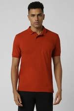 Buy Men Red Solid Polo Neck T-shirt Online - 39733641 | Van Heusen