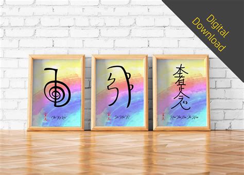 Buy Reiki Symbols Set of 3 Rainbow Art Print, Cho Ku Rei, Sei Hei Ki ...