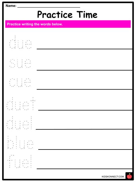 Phonics 'UE' Sound Worksheets & Activities | KidsKonnect