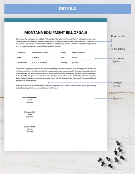 Montana Equipment Bill of Sale Template in PDF, Word, Google Docs ...