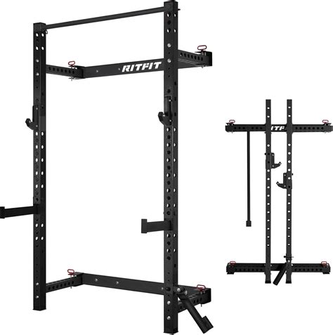 RitFit Multi-Functional Folding Squat Rack for Home Gym, 2.36'' x 2.36 ...