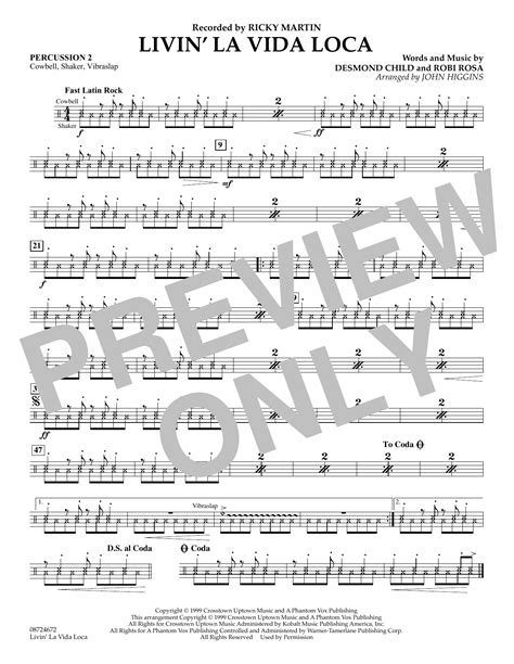 Livin' La Vida Loca (arr. John Higgins) - Percussion 2 by Ricky Martin ...