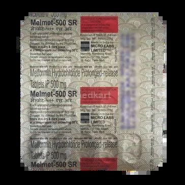 Melmet SR 500mg Tablet 20's – Uses, Dosage & Price – Medkart