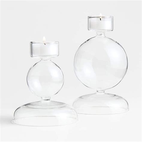 Venezia Small Clear Glass Tealight Candle Holder | Crate and Barrel UAE
