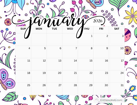 Free January 2026 Printable Calendars | EntheosWeb