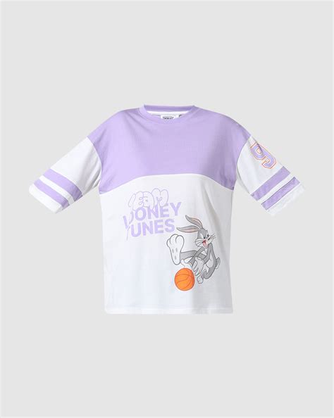 X Looney Tunes Lilac Printed Oversized T-shirt