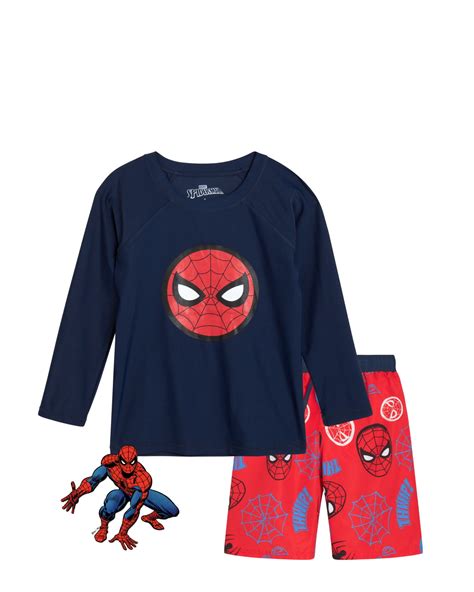 Marvel Spiderman Boys’ Rash Guard Set – Spider-Man Kids’ UPF 50+ Swim ...