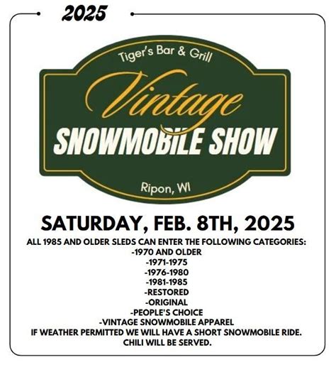 Vintage snowmobile show and ride, W12010 Rose Eld Rd. , Ripon, WI ...