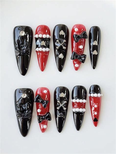 ROMWE Anime 10 peças Unhas postiças artesanais de alta qualidade em ...