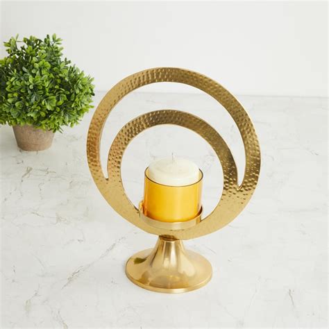 Buy Leon Gold Metal Round Hurricane from Home Centre at just INR 1599.0