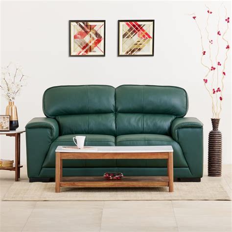 Buy Valencia Half Leather 2-Seater Sofa - Green from Home Centre at ...