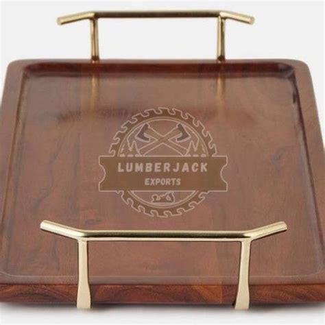 Rectangular Golden Handles Wooden Serving Tray Exporter, Supplier from ...