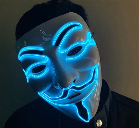 Blue Anonymous LED Mask Hacker Halloween Costume Fancy Dress | Etsy