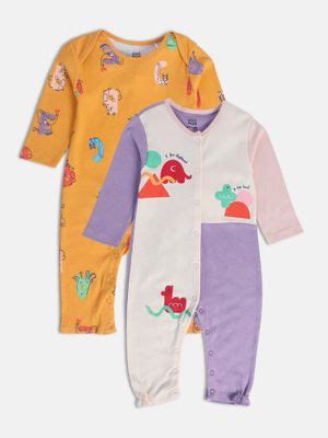 Buy MINI KLUB New Born and Baby Girls Colorblock Rompers (Pack of 2) Online