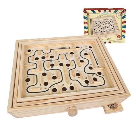 Gothink Wooden Labyrinth Game Mable Ball Tilt Maze Board Game ...