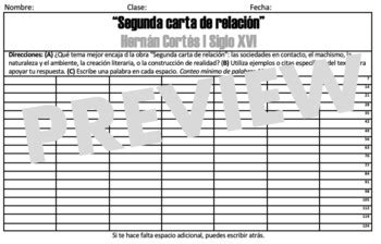 Segunda carta de relación Hernán Cortés AP Spanish Literature Writing ...
