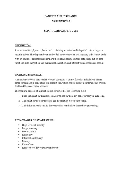 Bankind and Insurance 6: Smart Card Overview and Applications - Studocu
