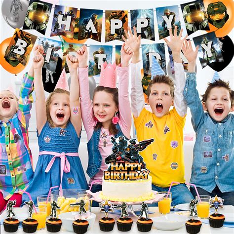 Buy 100Pcs Halo Master Party Supplies, Halo Birthday Decorations ...