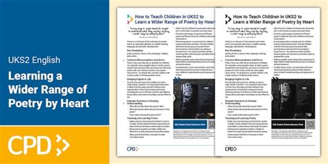 How to Teach Children in UKS2 to Learn a Wider Range of Poetry by Heart CPD