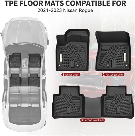 YITAMOTOR 2 Rows 3D Floor Mats for 2021-2025 Nissan Rogue All Weather ...