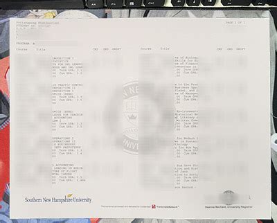Fake SNHU Transcript, Southern New Hampshire University Transcript