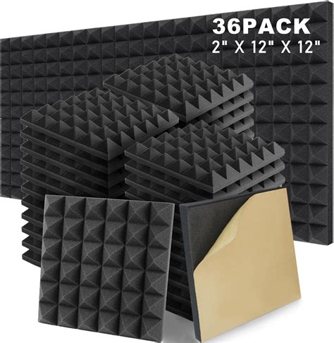 Amazon.com: 36 Pack 12 x 12 x 2 Inches Pyramid Designed Acoustic Foam ...