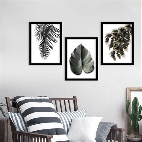Nature Inspired Black Leaf Wall Posters for Room Wall Decor : Black an ...