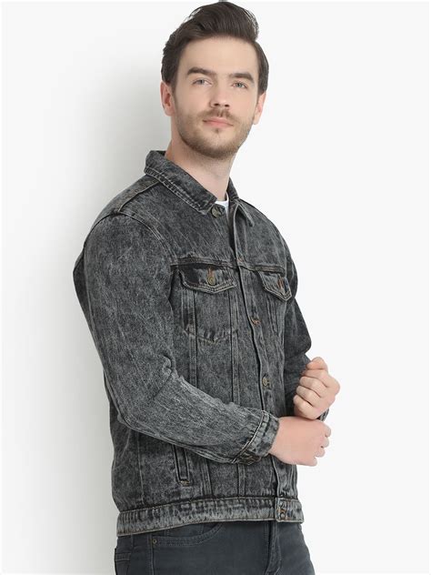 Kotty Men Black Solid Denim Jacket – KOTTY