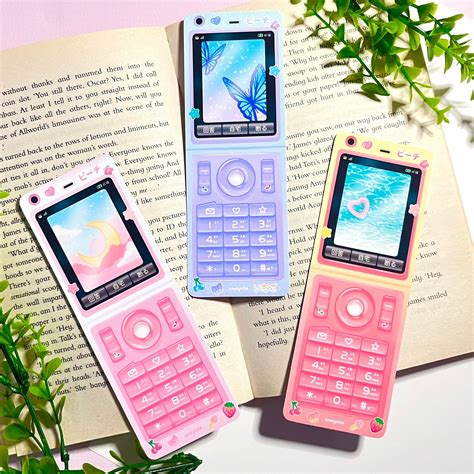 Flip Phone Y2k Bookmark - Stationary, Reading, Book, Gift, Pink, Purple ...