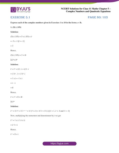Ncert Solutions for Class 11 Maths Chapter 5 Complex Numbers and ...