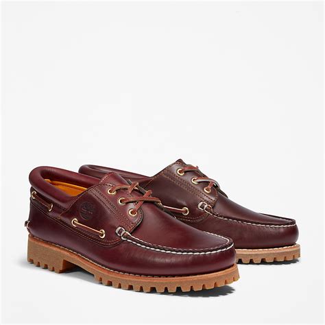 Timberland® Authentic 3-Eye Lug Handsewn Boat Shoe for Men in Burgundy