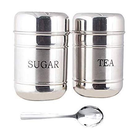 PRAGAT VIEW Stainless Steel 2 Pcs 700ml Tea Sugar Container Set (with ...
