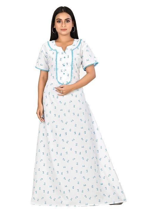 Buy NAUGHTY Women's Cotton Maxi Nighty with Geometric Print (Large ...