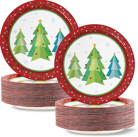 Amazon.com: Colorful Christmas Tree Paper Plates Merry Christmas Tree ...
