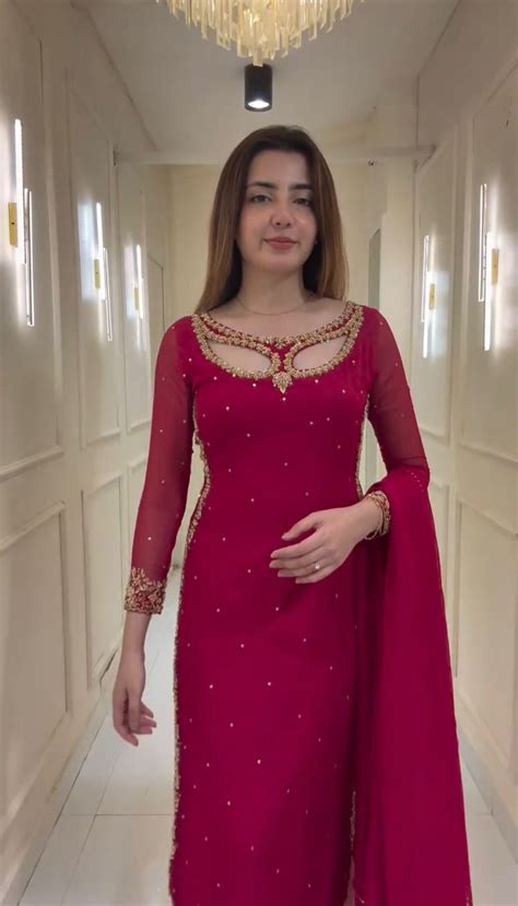 Premium Foux Georgetta Embroidered Kurti , Pant And Duppta Set – ETHNICWISH