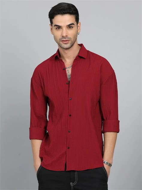 Buy Cool Maroon Drop Shoulder Shirt Mens Online in India – Bevdaas