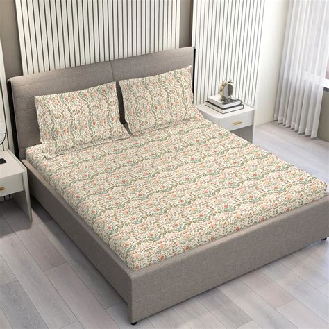 Buy LAYERS Home Easy Cotton 144TC Floral Print 3Pcs Queen Bedsheet Set ...