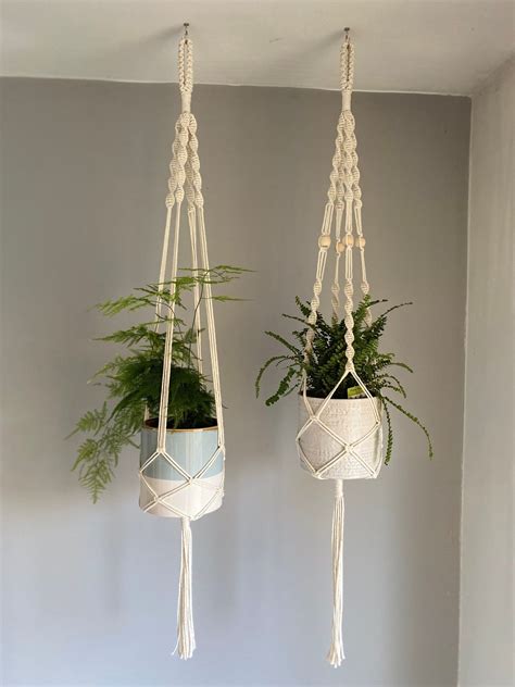 Macrame Ceiling Plant Hanger Indoor, Hanging Wall Planter, Macrame Wall ...