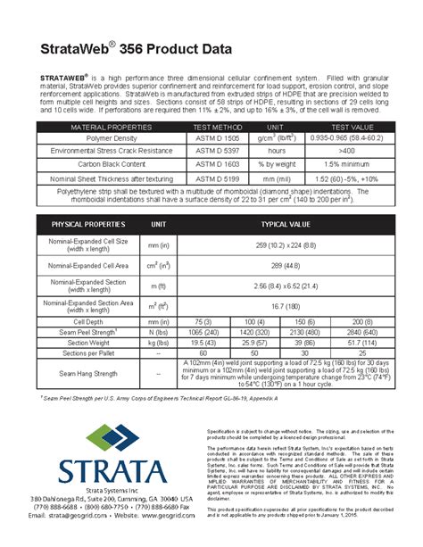 Strata Web 356 - it is enginnering details - StrataWeb ® 356 Product ...