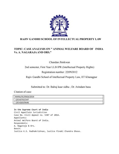 22IP63012 Chandan Jhinkwan Jallikattucaseanalysis - RAJIV GANDHI SCHOOL ...