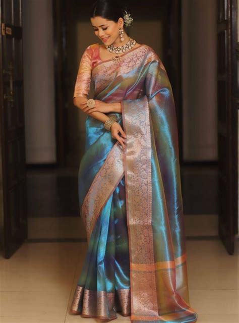 Ombre TISSUE silk Saree - Blue | AbirabyBeena